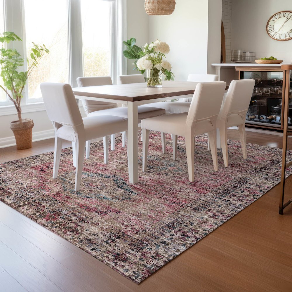 Machine Washable Indoor/Outdoor Chantille ACN2170 Pink 3' x 5' Rug. Picture 5