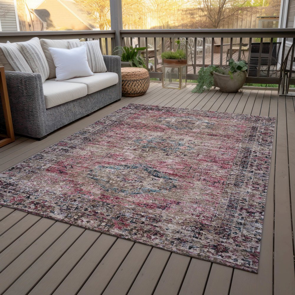 Machine Washable Indoor/Outdoor Chantille ACN2170 Pink 3' x 5' Rug. Picture 8