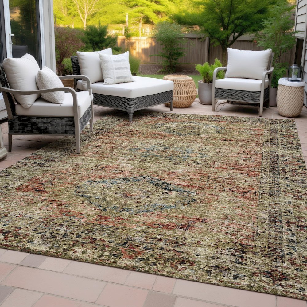 Machine Washable Indoor/Outdoor Chantille ACN2170 Terracotta 3' x 5' Rug. Picture 8