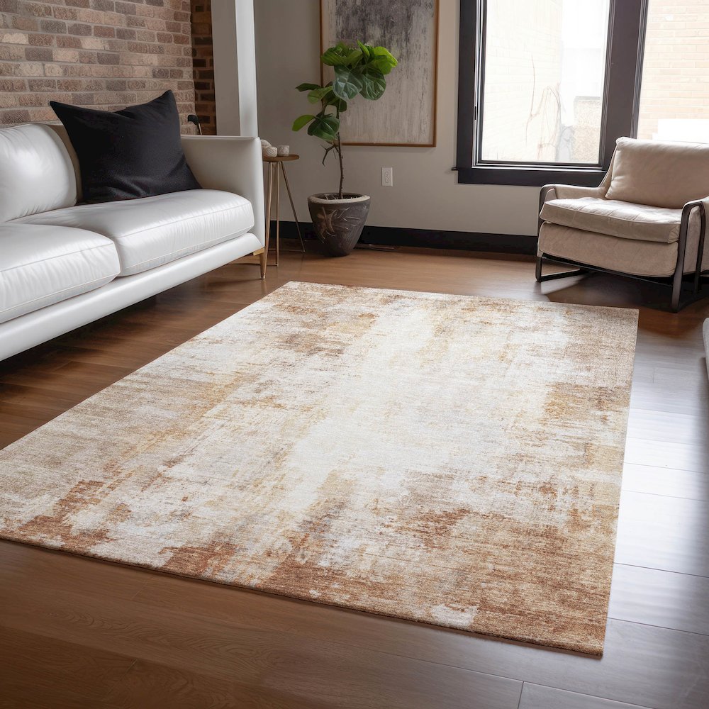 Machine Washable Indoor/Outdoor Chantille ACN2171 Copper 3' x 5' Rug. Picture 5