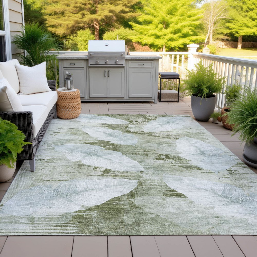 Machine Washable Indoor/Outdoor Chantille ACN2172 Aloe 3' x 5' Rug. Picture 7