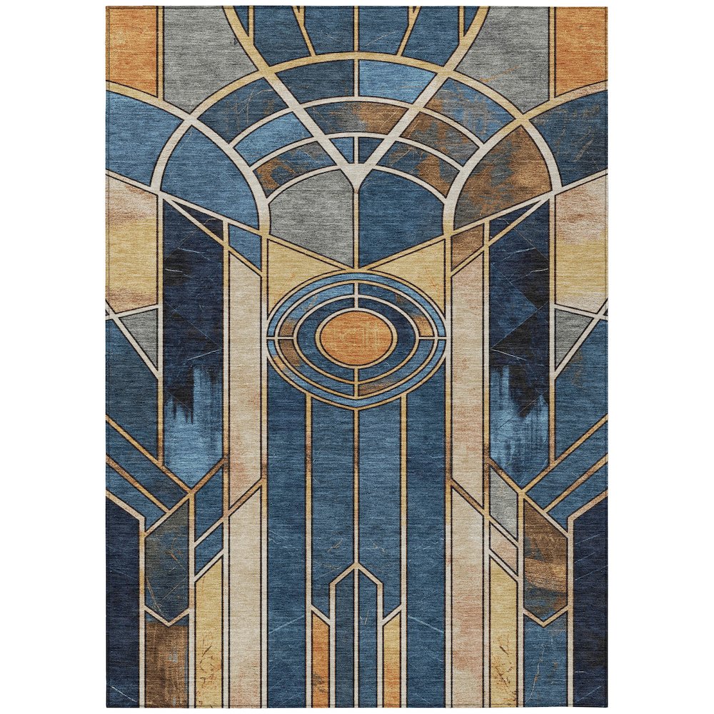 Machine Washable Indoor/Outdoor Chantille ACN2176 Blue 3' x 5' Rug. Picture 1