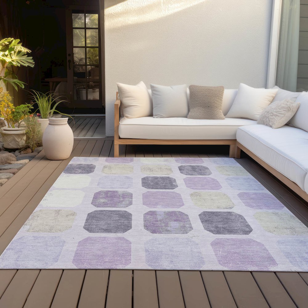 Machine Washable Indoor/Outdoor Chantille ACN2182 Lavender 3' x 5' Rug. Picture 7