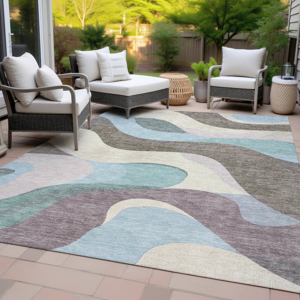 Machine Washable Indoor/Outdoor Chantille ACN2186 Taupe 3' x 5' Rug. Picture 8