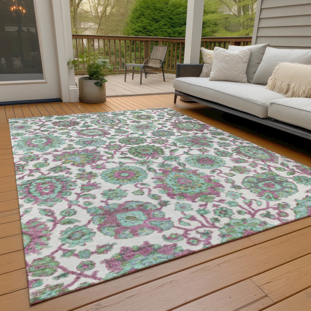 Machine Washable Indoor/Outdoor Chantille ACN2187 Mint 3' x 5' Rug. Picture 7