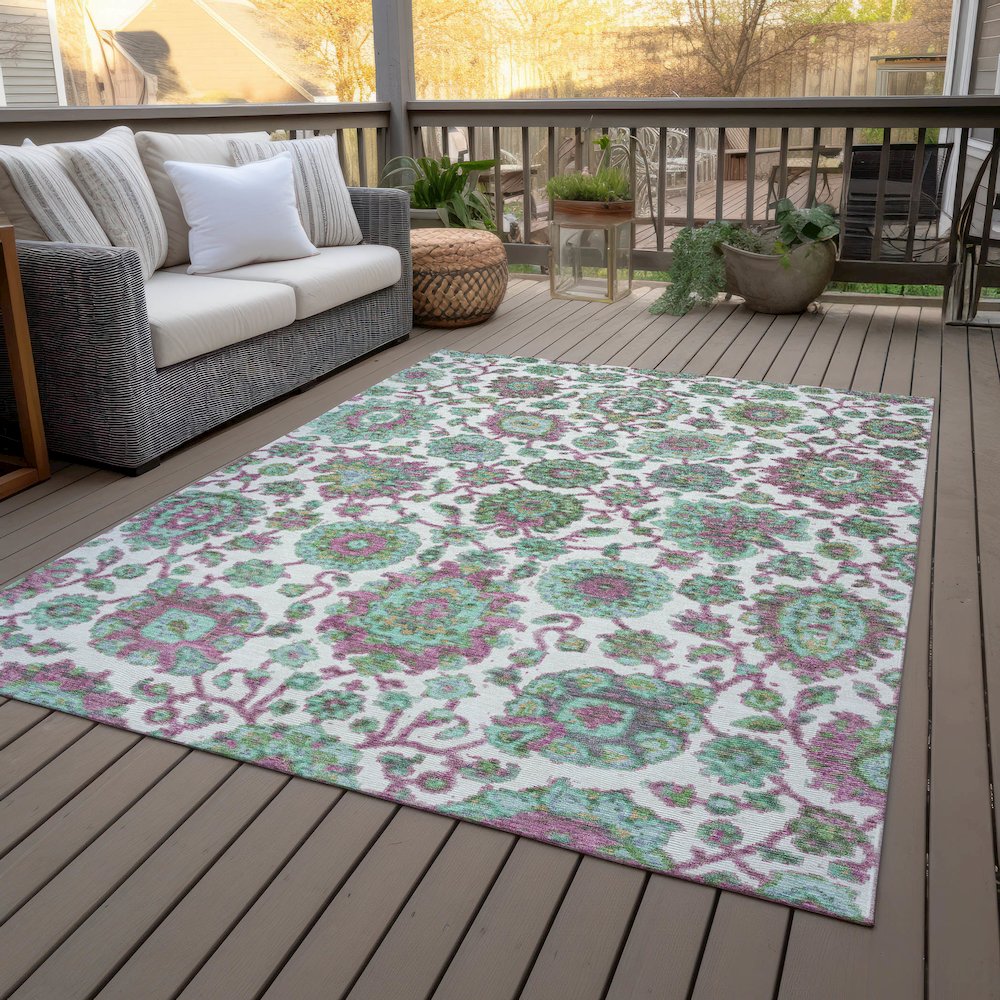 Machine Washable Indoor/Outdoor Chantille ACN2187 Mint 3' x 5' Rug. Picture 8