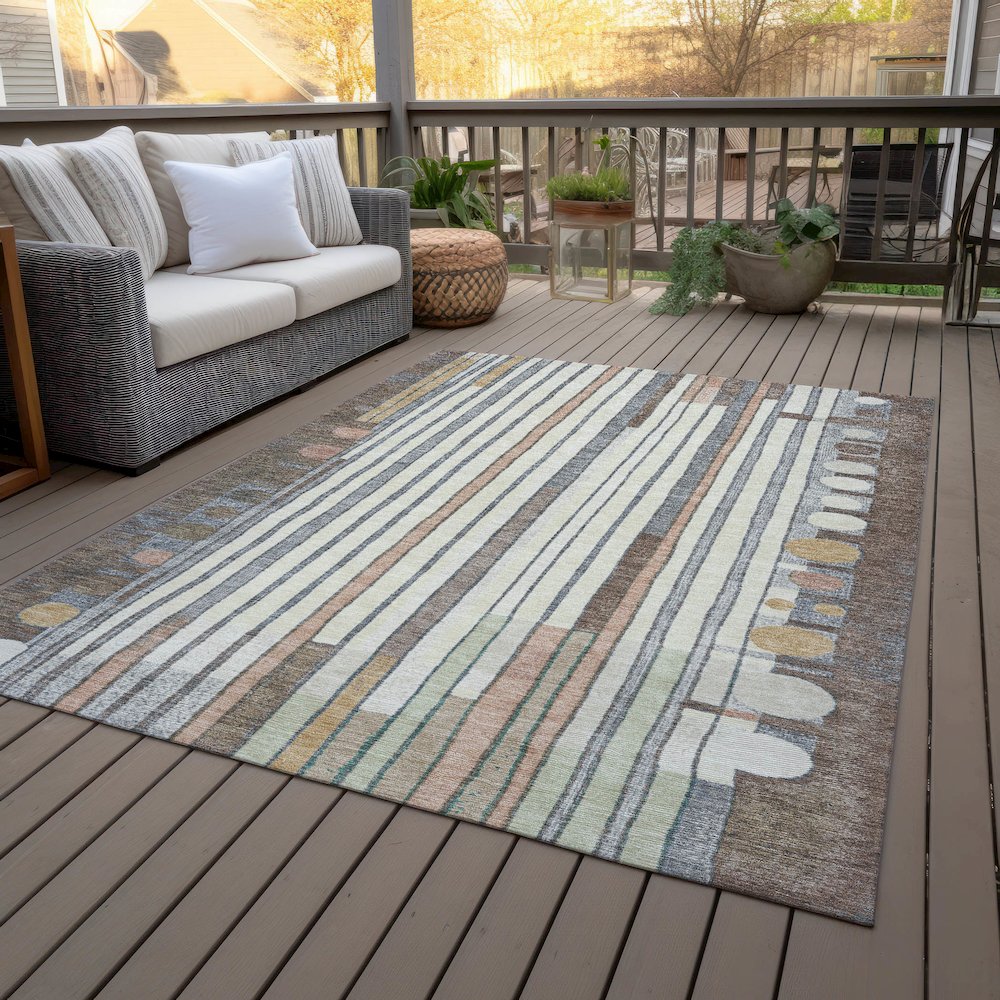 Machine Washable Indoor/Outdoor Chantille ACN2189 Brown 3' x 5' Rug. Picture 8