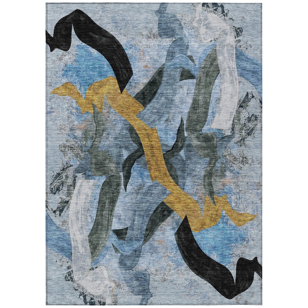 Machine Washable Indoor/Outdoor Chantille ACN2191 Denim 3' x 5' Rug. Picture 1