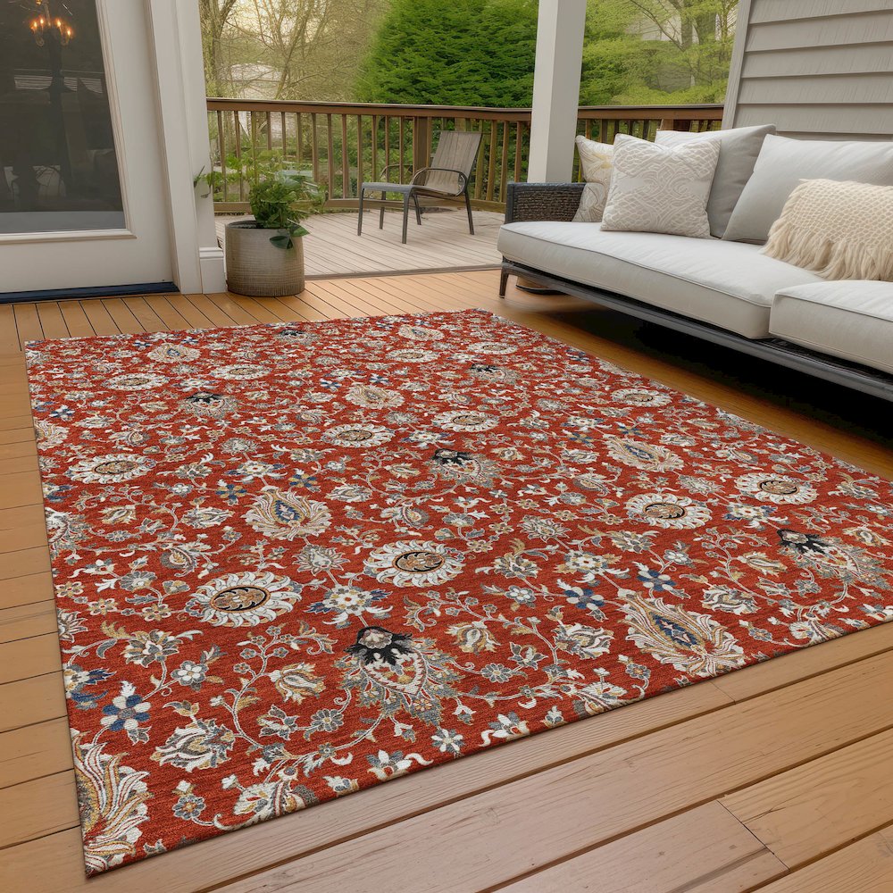 Machine Washable Indoor/Outdoor Chantille ACN2192 Red 3' x 5' Rug. Picture 7