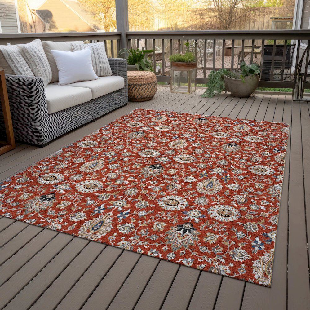 Machine Washable Indoor/Outdoor Chantille ACN2192 Red 3' x 5' Rug. Picture 8