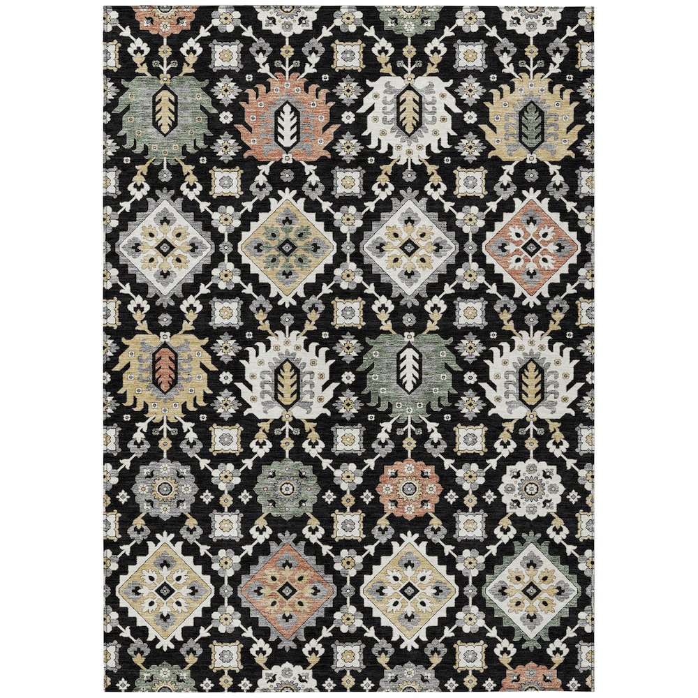 Machine Washable Indoor/Outdoor Chantille ACN2200 Black 3' x 5' Rug. Picture 1