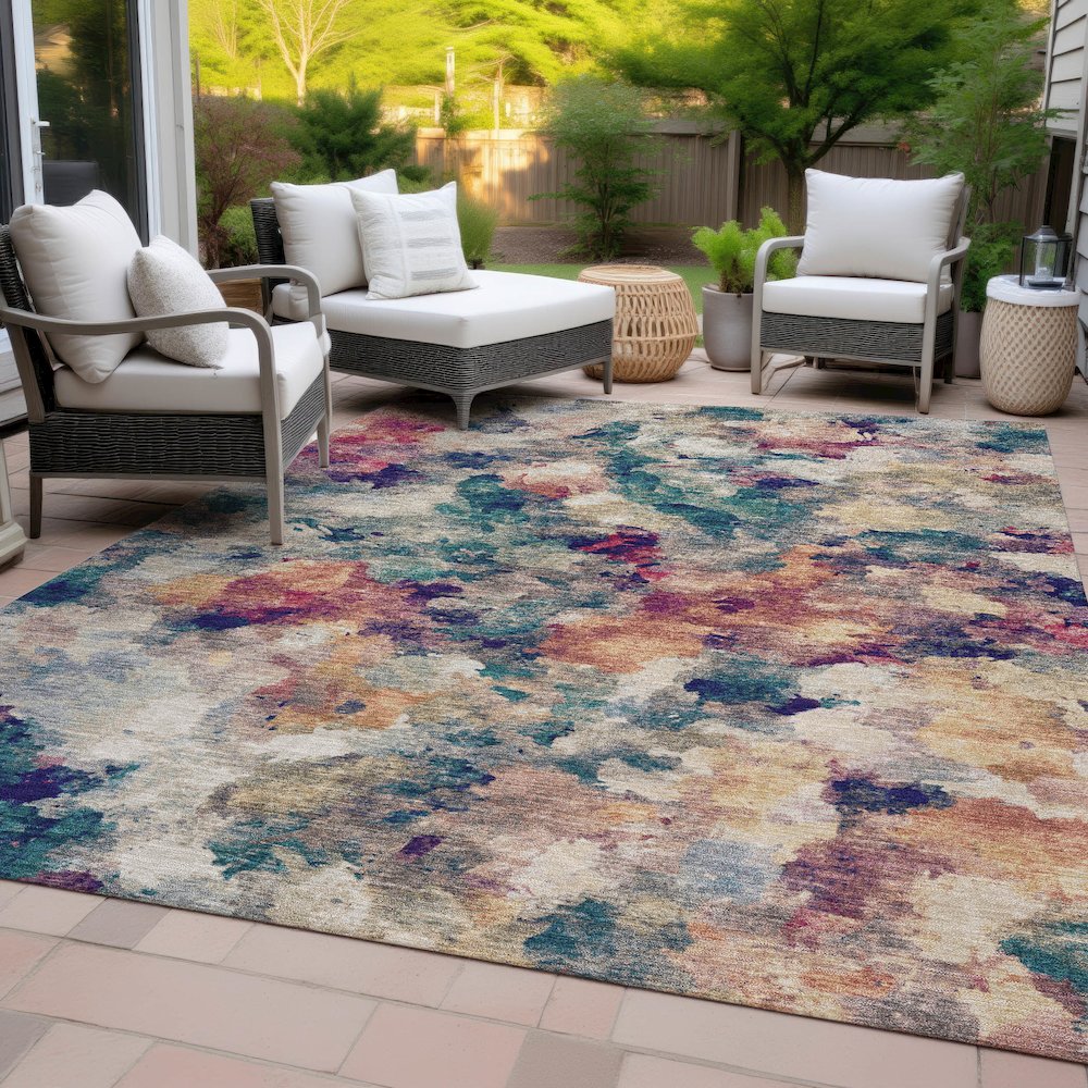 Machine Washable Indoor/Outdoor Chantille ACN2203 Putty 3' x 5' Rug. Picture 8