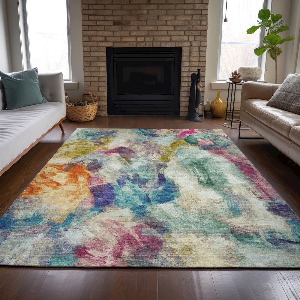 Machine Washable Indoor/Outdoor Chantille ACN2204 Sage 3' x 5' Rug. Picture 6