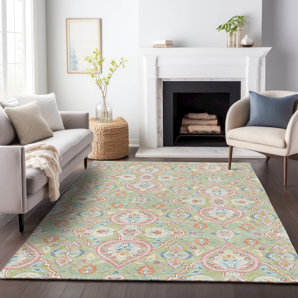Machine Washable Indoor/Outdoor Chantille ACN2207 Aloe 3' x 5' Rug. Picture 6