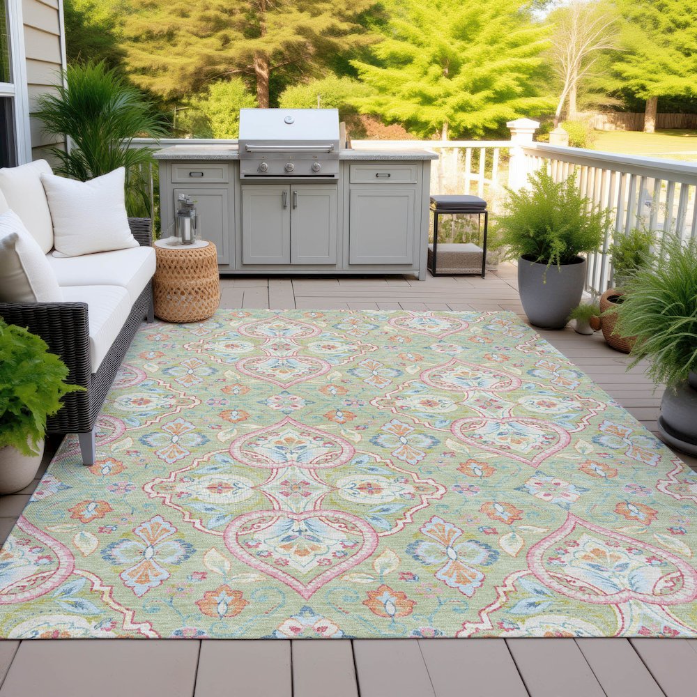 Machine Washable Indoor/Outdoor Chantille ACN2207 Aloe 3' x 5' Rug. Picture 7