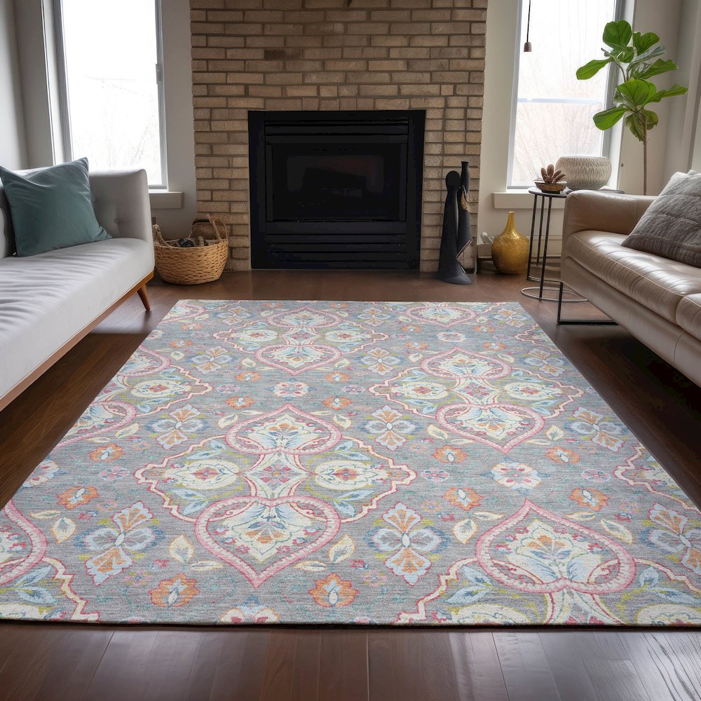 Machine Washable Indoor/Outdoor Chantille ACN2207 Gray 3' x 5' Rug. Picture 6