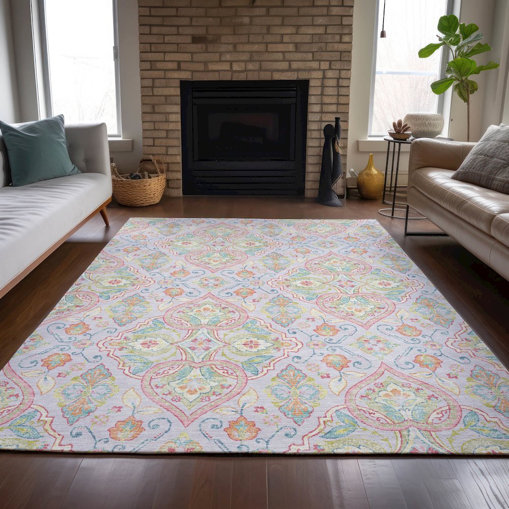 Machine Washable Indoor/Outdoor Chantille ACN2207 Lavender 3' x 5' Rug. Picture 6