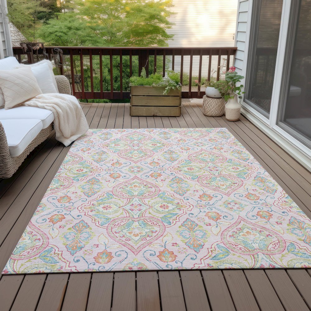 Machine Washable Indoor/Outdoor Chantille ACN2207 Pink 3' x 5' Rug. Picture 7