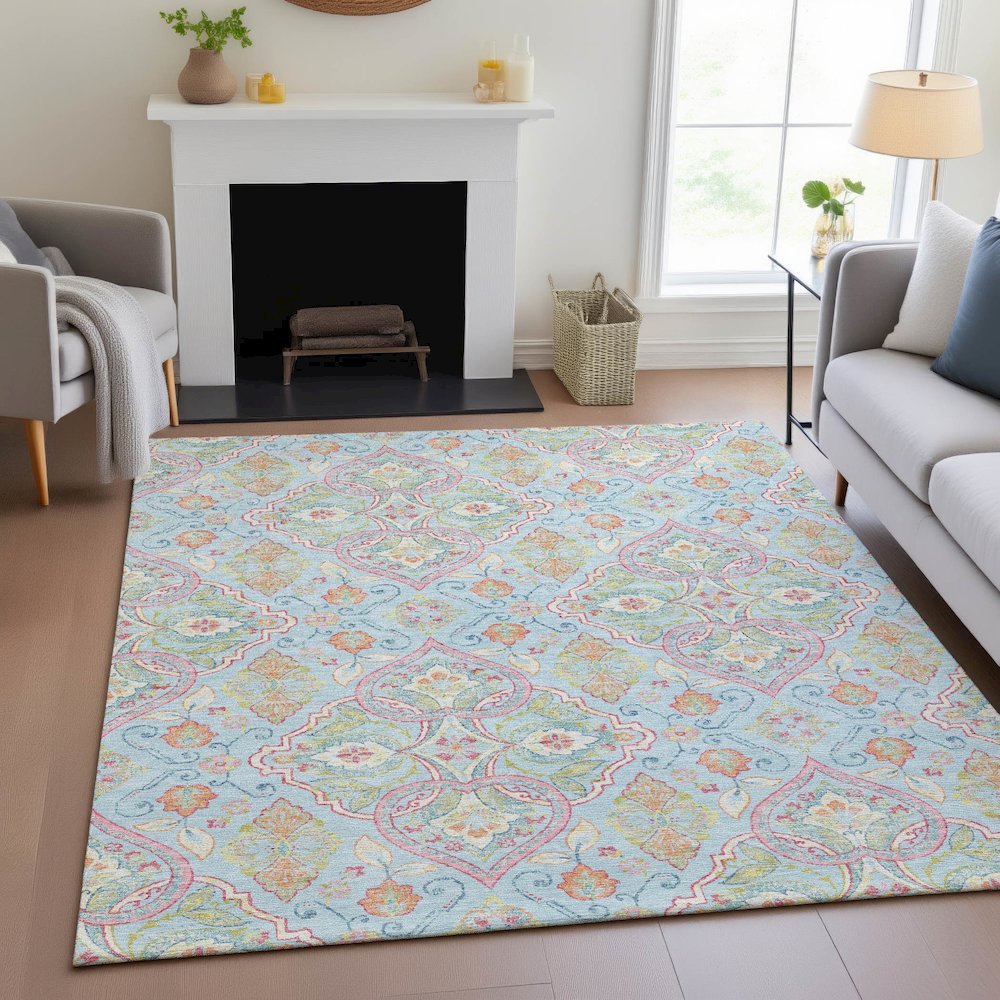 Machine Washable Indoor/Outdoor Chantille ACN2207 Sky 3' x 5' Rug. Picture 5