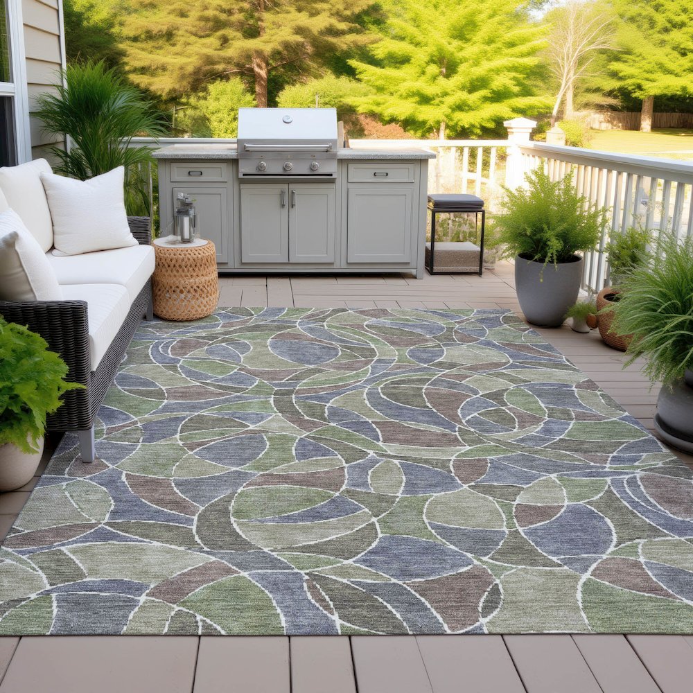 Machine Washable Indoor/Outdoor Chantille ACN2208 Green 3' x 5' Rug. Picture 7