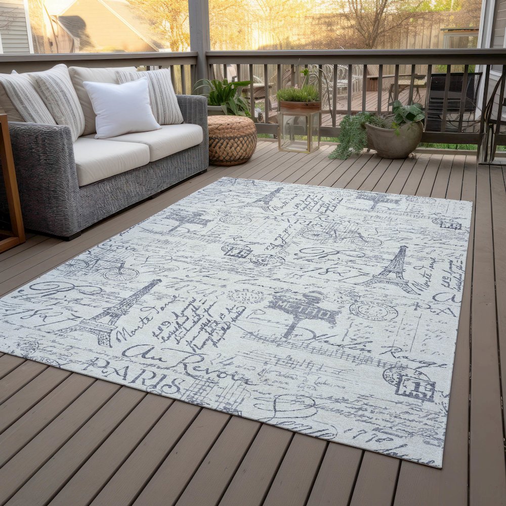 Machine Washable Indoor/Outdoor Chantille ACN2209 Ivory 3' x 5' Rug. Picture 8