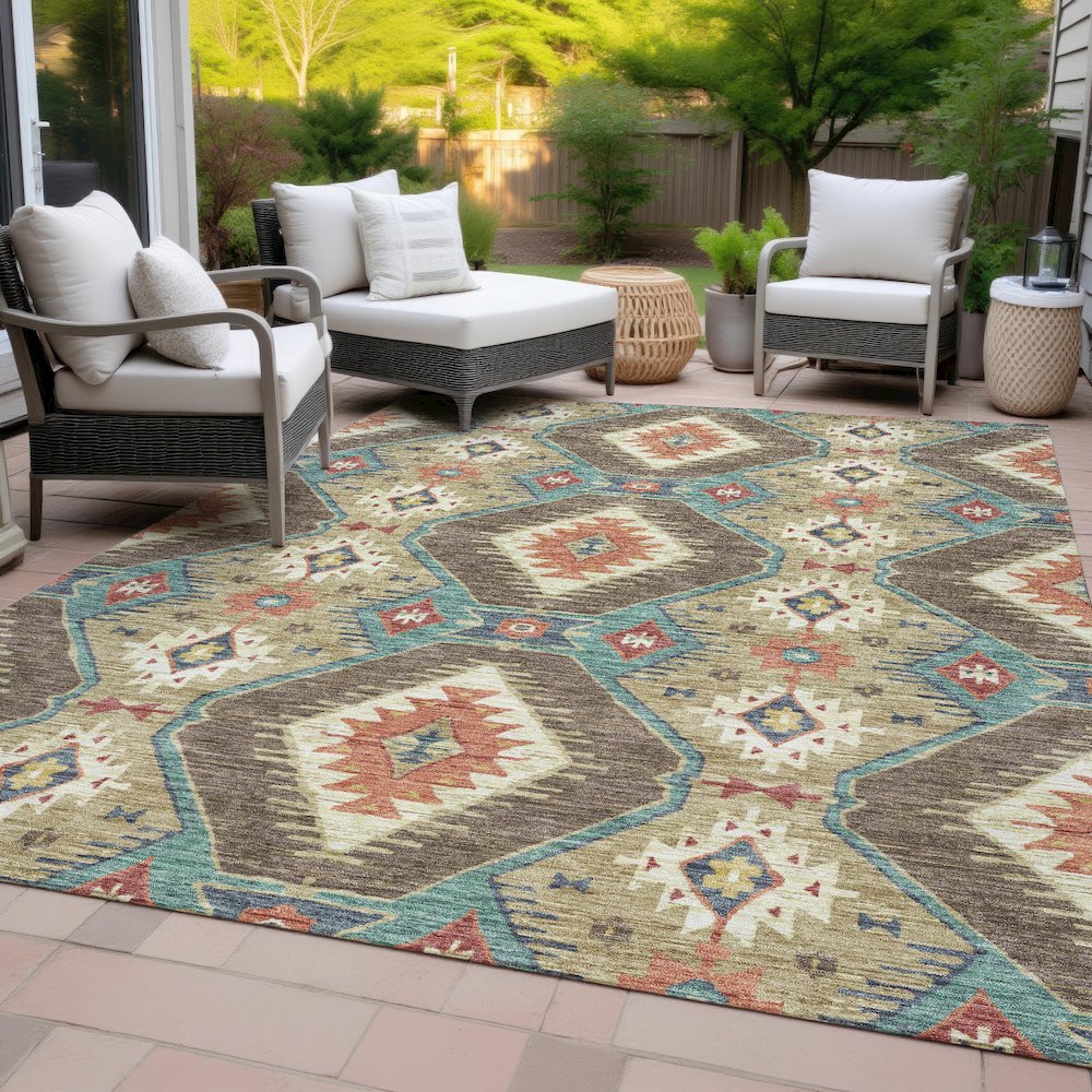 Machine Washable Indoor/Outdoor Chantille ACN2210 Khaki 3' x 5' Rug. Picture 8