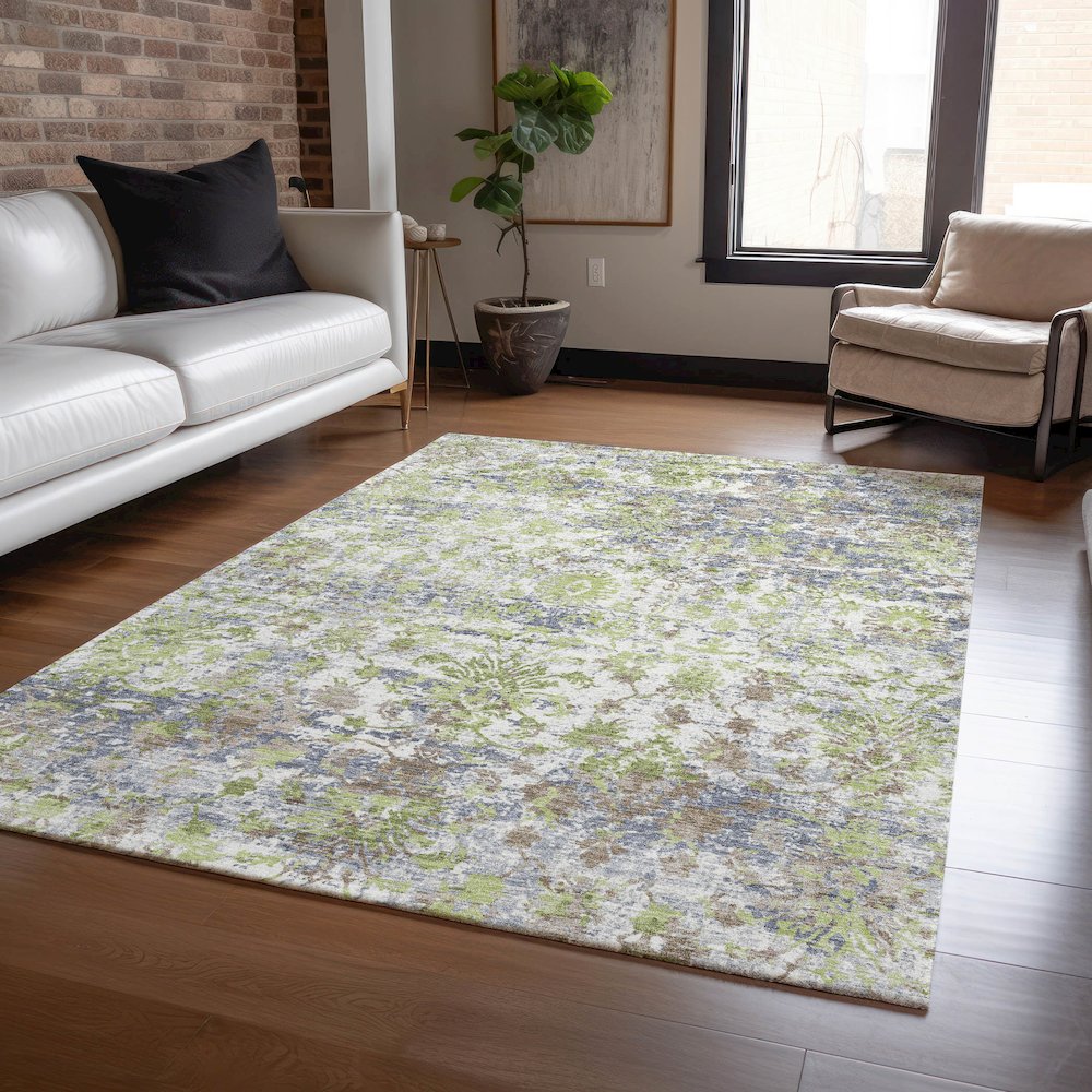 Machine Washable Indoor/Outdoor Chantille ACN2211 Aloe 3' x 5' Rug. Picture 5