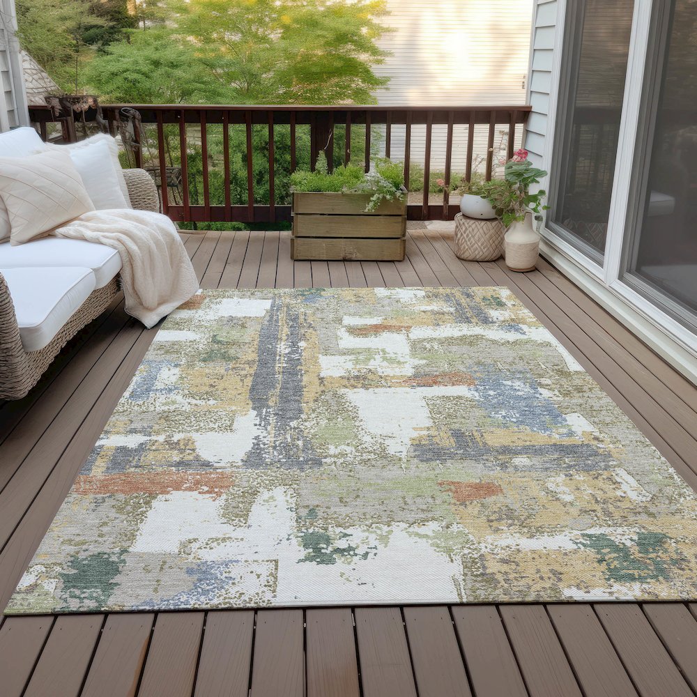 Machine Washable Indoor/Outdoor Chantille ACN2212 Ivory 3' x 5' Rug. Picture 7