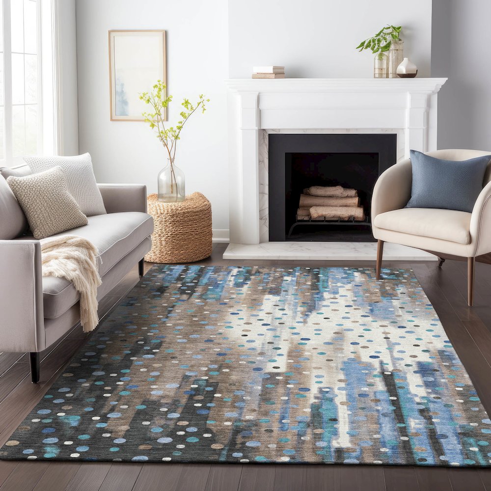 Machine Washable Indoor/Outdoor Chantille ACN2213 Taupe 3' x 5' Rug. Picture 6