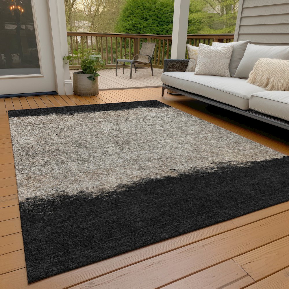 Machine Washable Indoor/Outdoor Chantille ACN2214 Black 3' x 5' Rug. Picture 7
