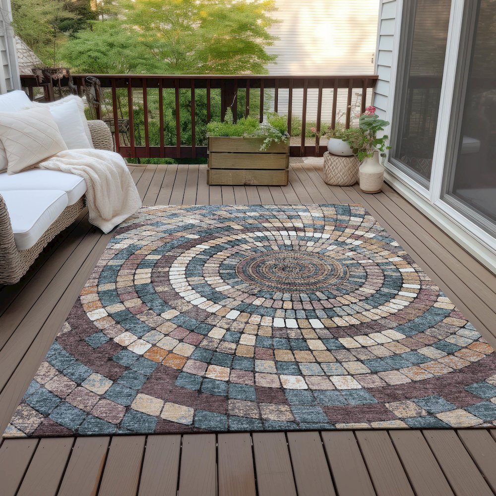 Machine Washable Indoor/Outdoor Chantille ACN2216 Copper 3' x 5' Rug. Picture 7