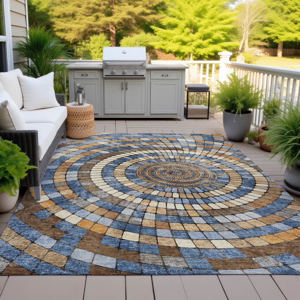 Machine Washable Indoor/Outdoor Chantille ACN2216 Denim 3' x 5' Rug. Picture 7