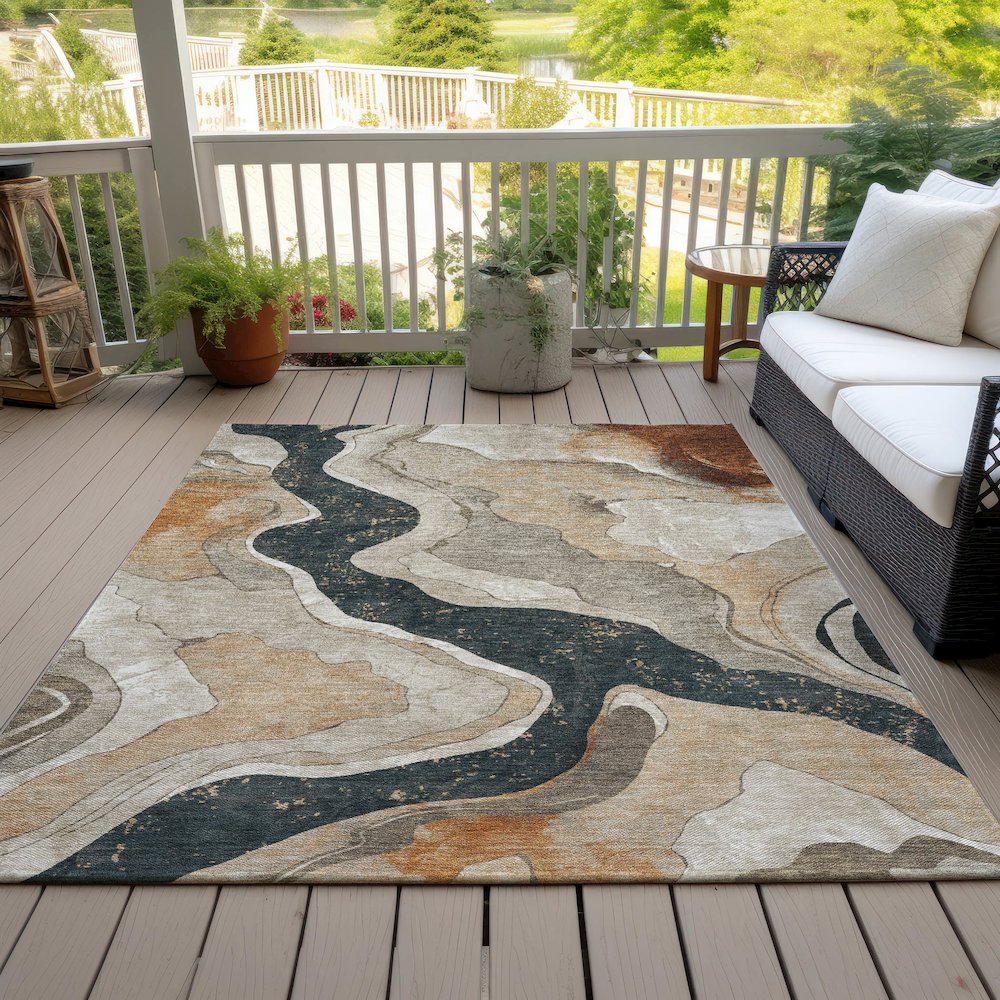 Machine Washable Indoor/Outdoor Chantille ACN2219 Putty 3' x 5' Rug. Picture 7