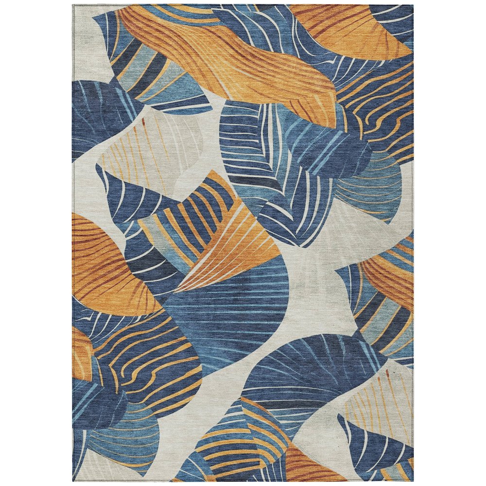 Machine Washable Indoor/Outdoor Chantille ACN2220 Navy 3' x 5' Rug. Picture 1