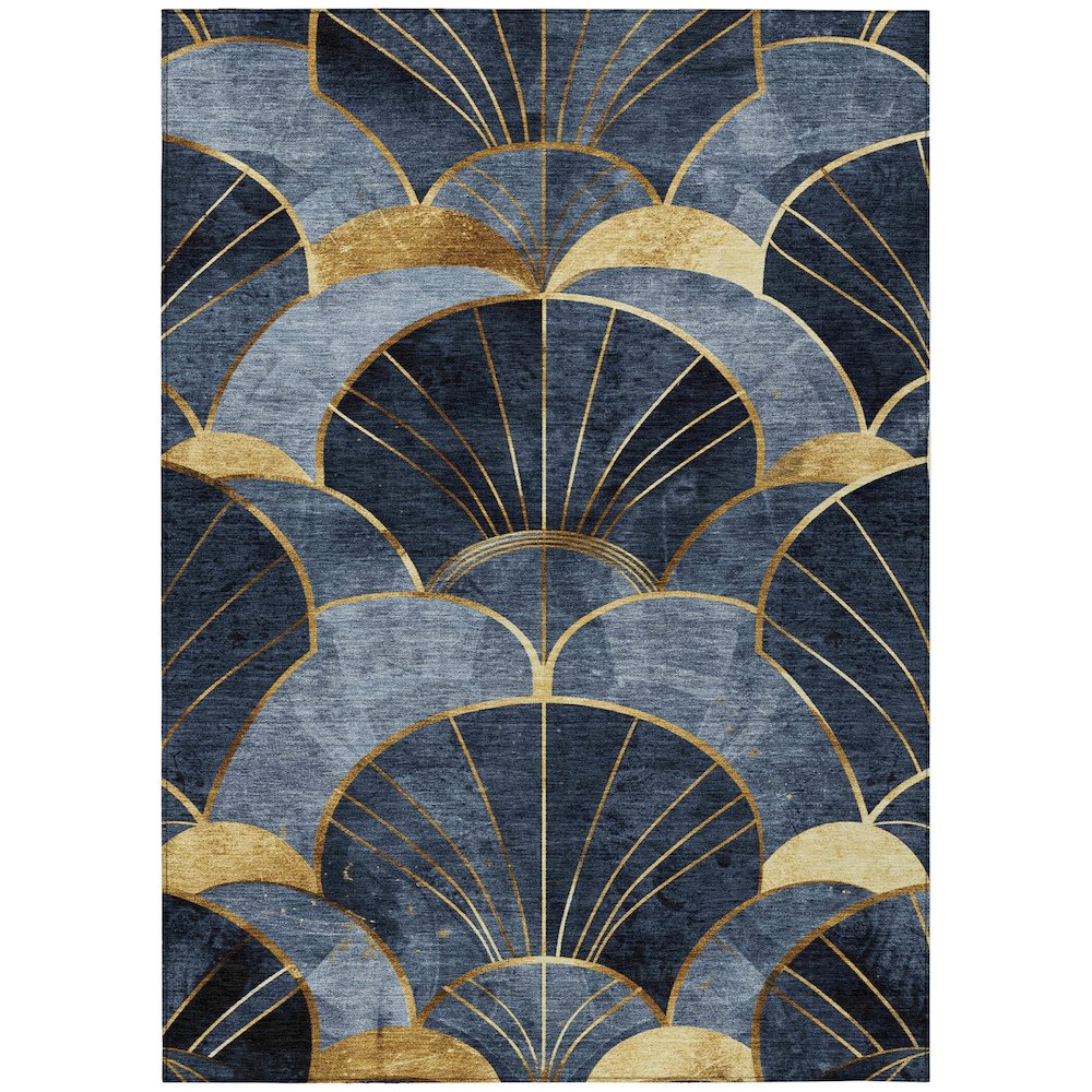 Machine Washable Indoor/Outdoor Chantille ACN2221 Navy 3' x 5' Rug. Picture 1