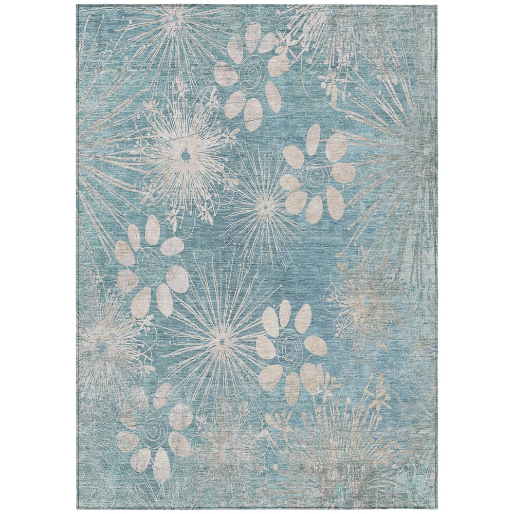 Machine Washable Indoor/Outdoor Chantille ACN2225 Blue 3' x 5' Rug. Picture 1