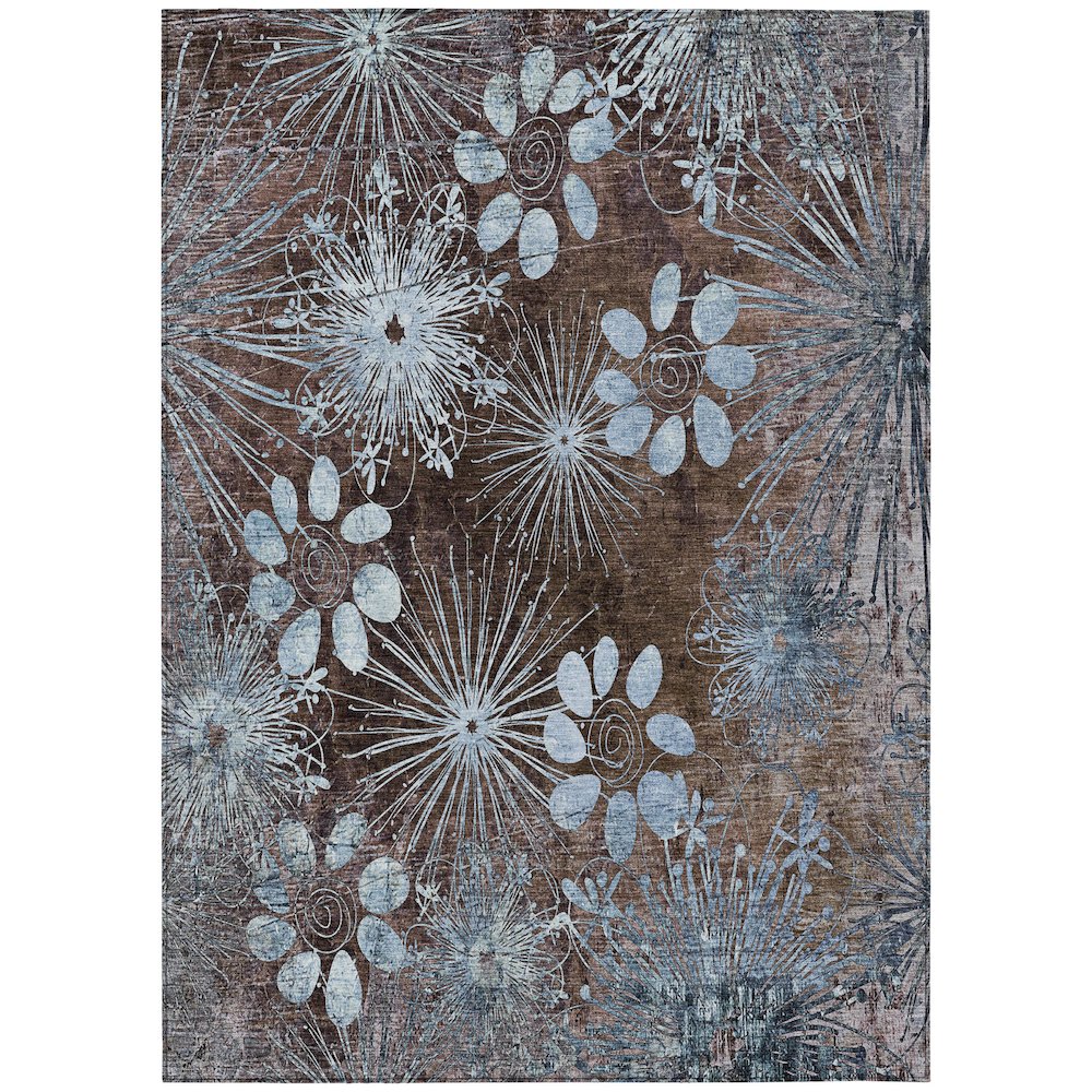 Machine Washable Indoor/Outdoor Chantille ACN2225 Brown 3' x 5' Rug. Picture 1