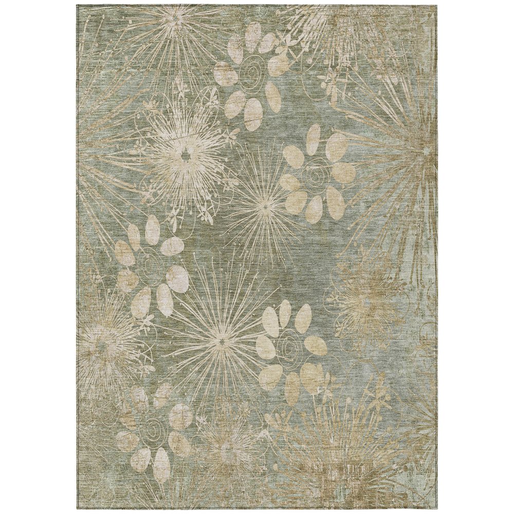 Machine Washable Indoor/Outdoor Chantille ACN2225 Green 3' x 5' Rug. Picture 1