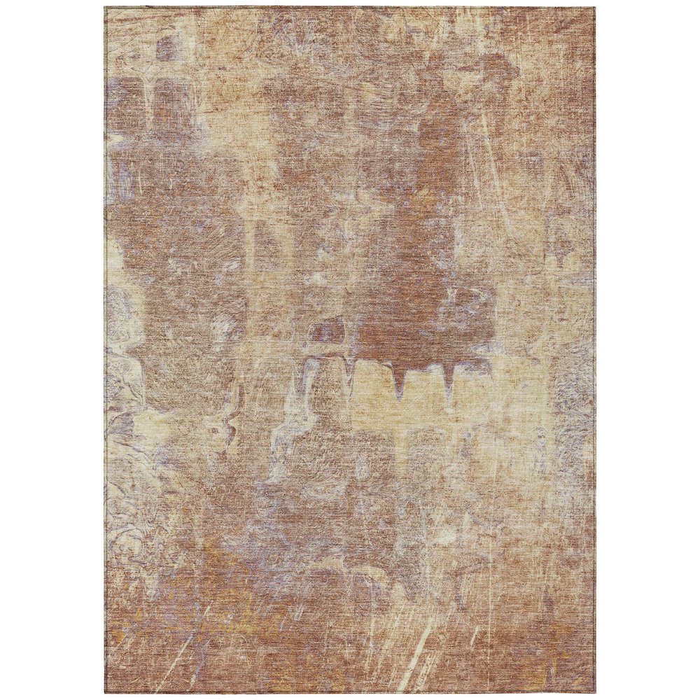 Machine Washable Indoor/Outdoor Chantille ACN2226 Orange 3' x 5' Rug. Picture 1