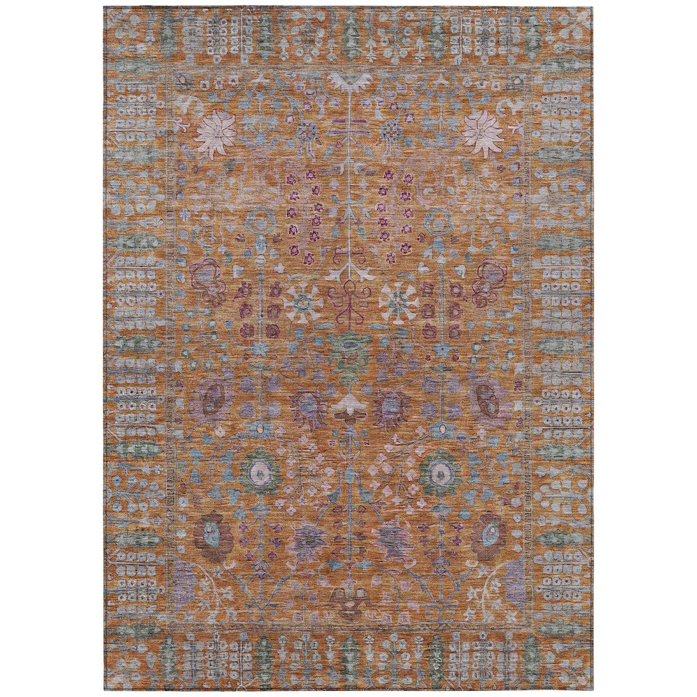 Machine Washable Indoor/Outdoor Chantille ACN2231 Orange 3' x 5' Rug. Picture 1