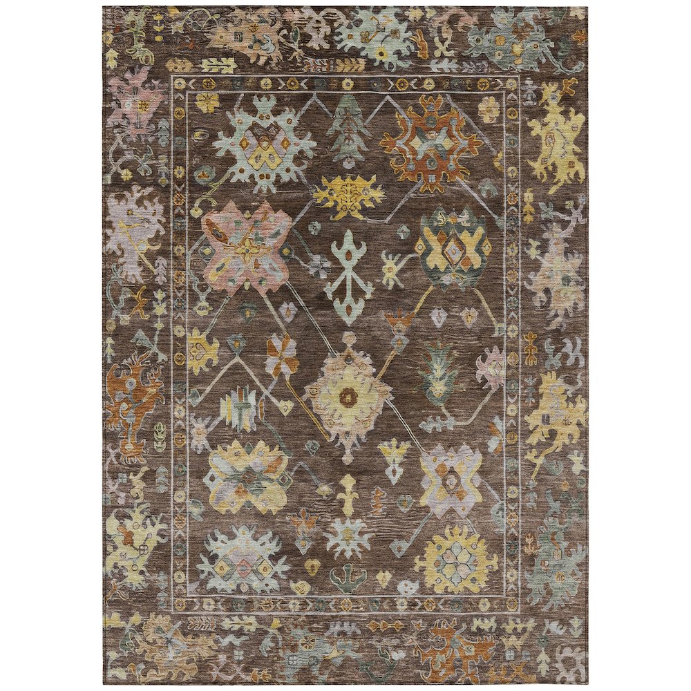 Machine Washable Indoor/Outdoor Chantille ACN2234 Brown 3' x 5' Rug. Picture 1
