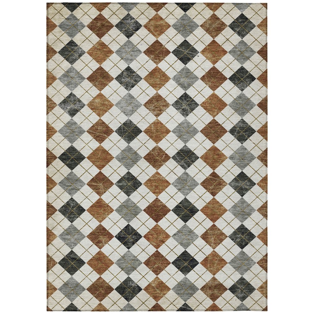 Machine Washable Indoor/Outdoor Chantille ACN2237 Orange 3' x 5' Rug. Picture 1