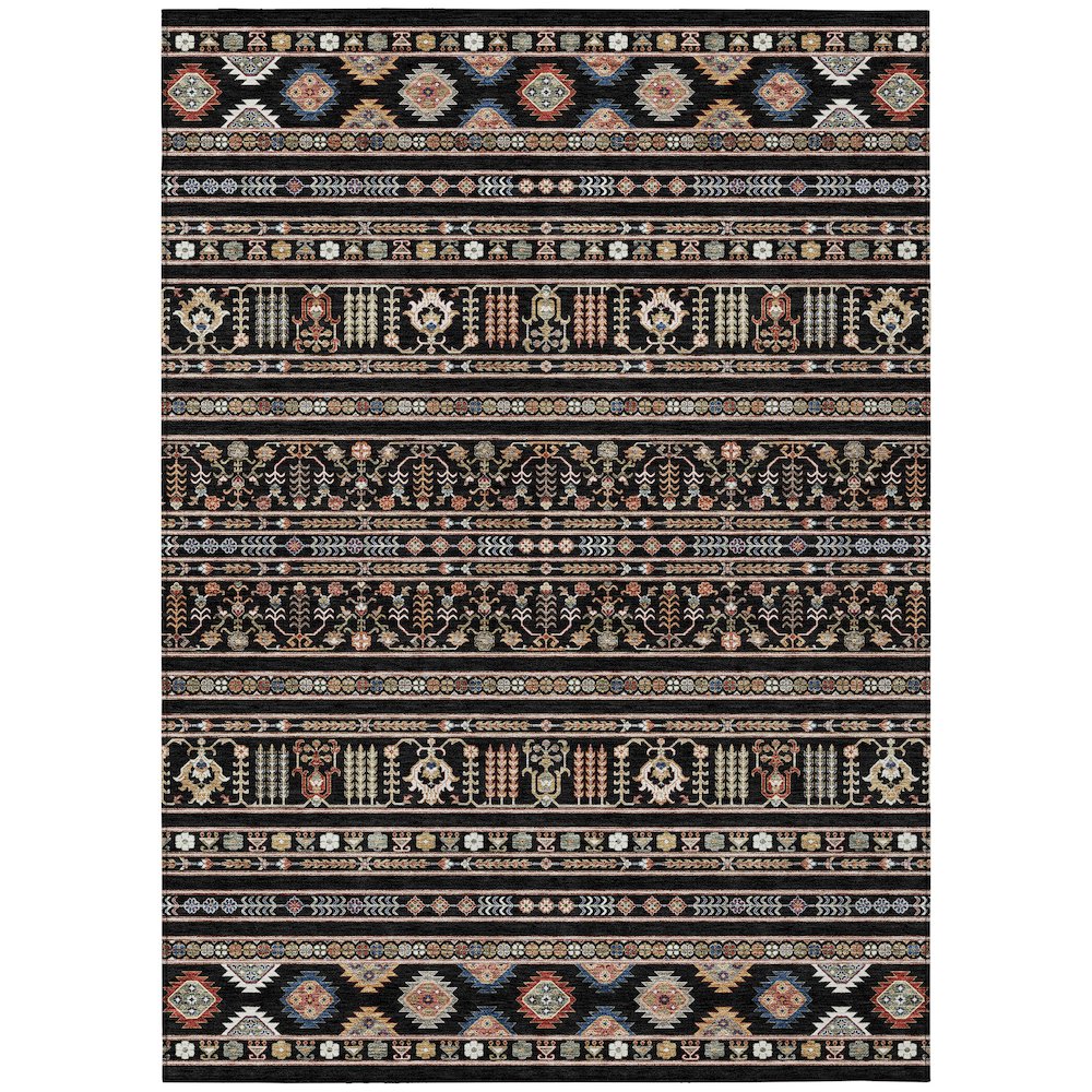 Machine Washable Indoor/Outdoor Chantille ACN2244 Black 3' x 5' Rug. Picture 1