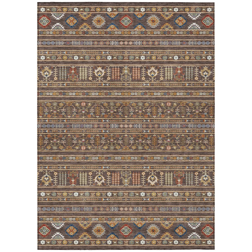 Machine Washable Indoor/Outdoor Chantille ACN2244 Brown 3' x 5' Rug. Picture 1