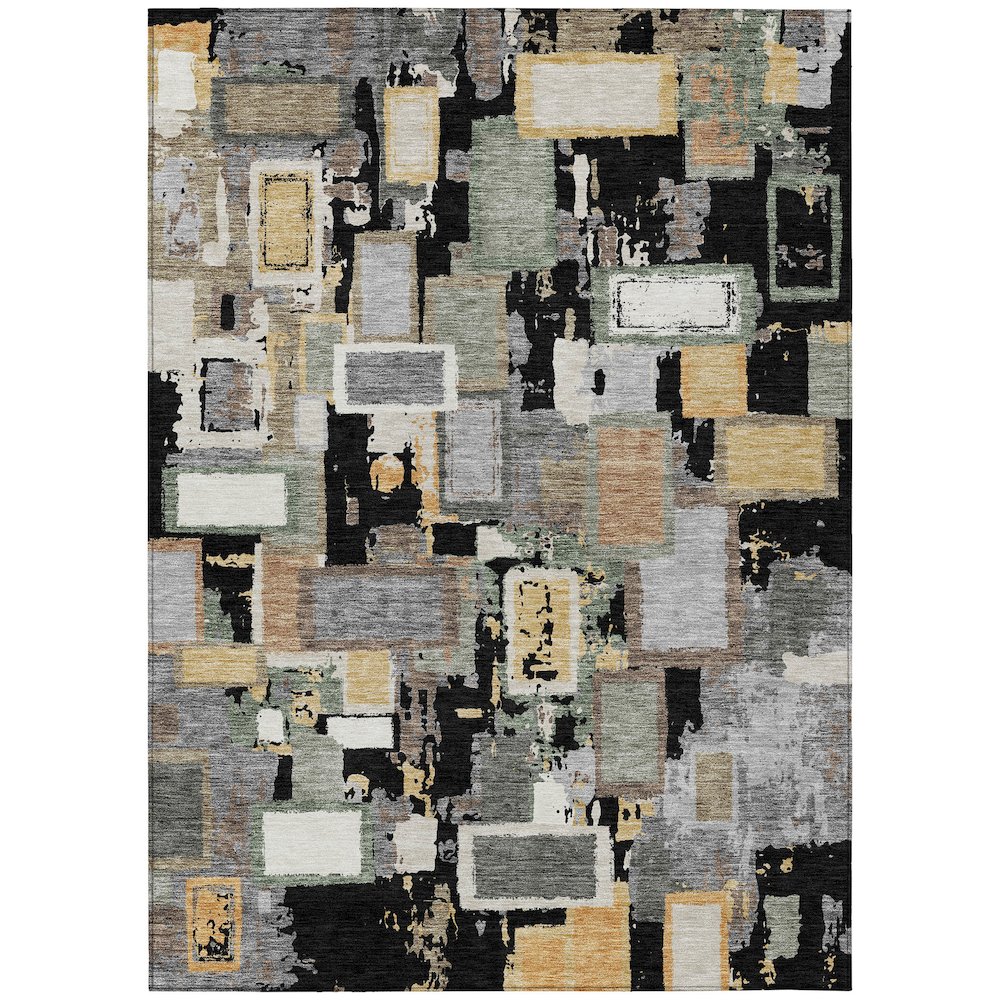 Machine Washable Indoor/Outdoor Chantille ACN2246 Black 3' x 5' Rug. Picture 1