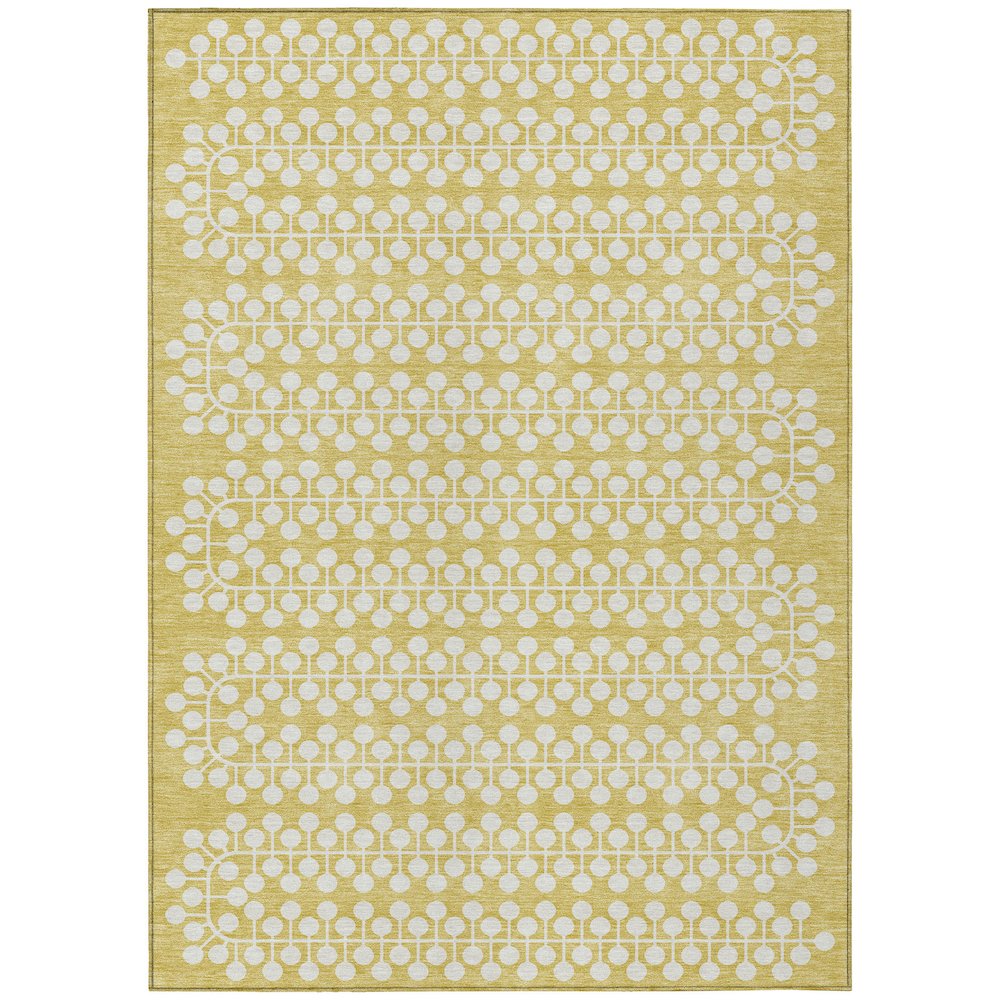 Machine Washable Indoor/Outdoor Chantille ACN2247 Gold 3' x 5' Rug. Picture 1