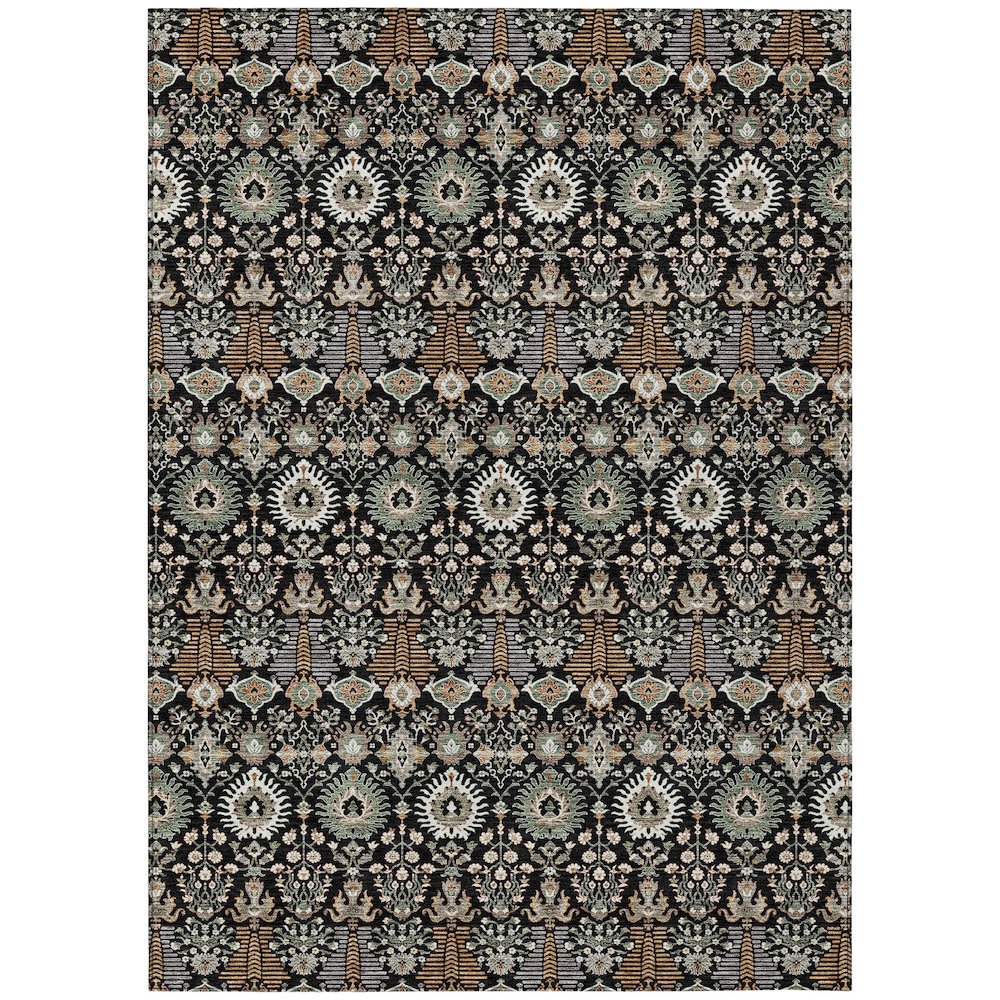 Machine Washable Indoor/Outdoor Chantille ACN2251 Black 3' x 5' Rug. Picture 1