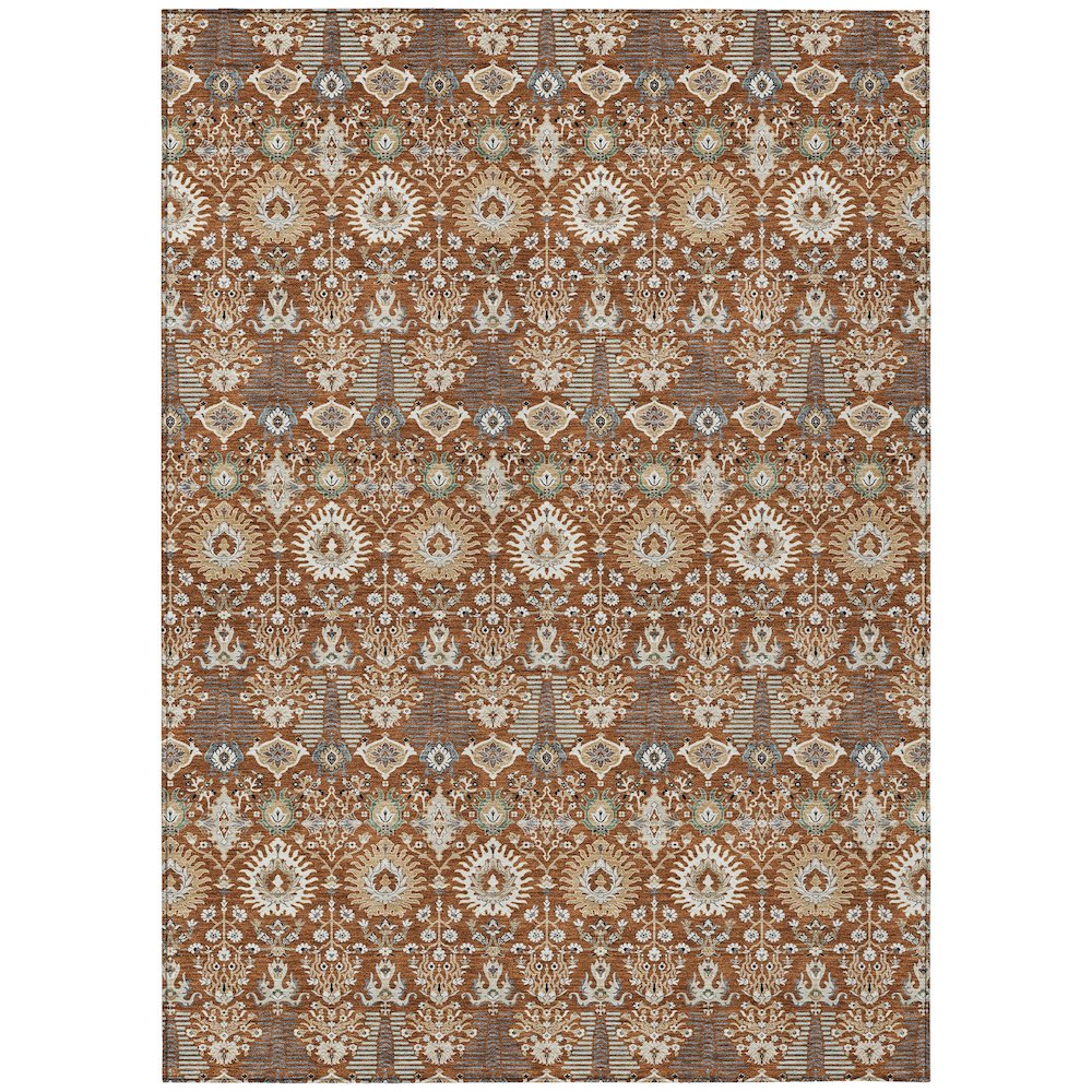 Machine Washable Indoor/Outdoor Chantille ACN2251 Orange 3' x 5' Rug. Picture 1