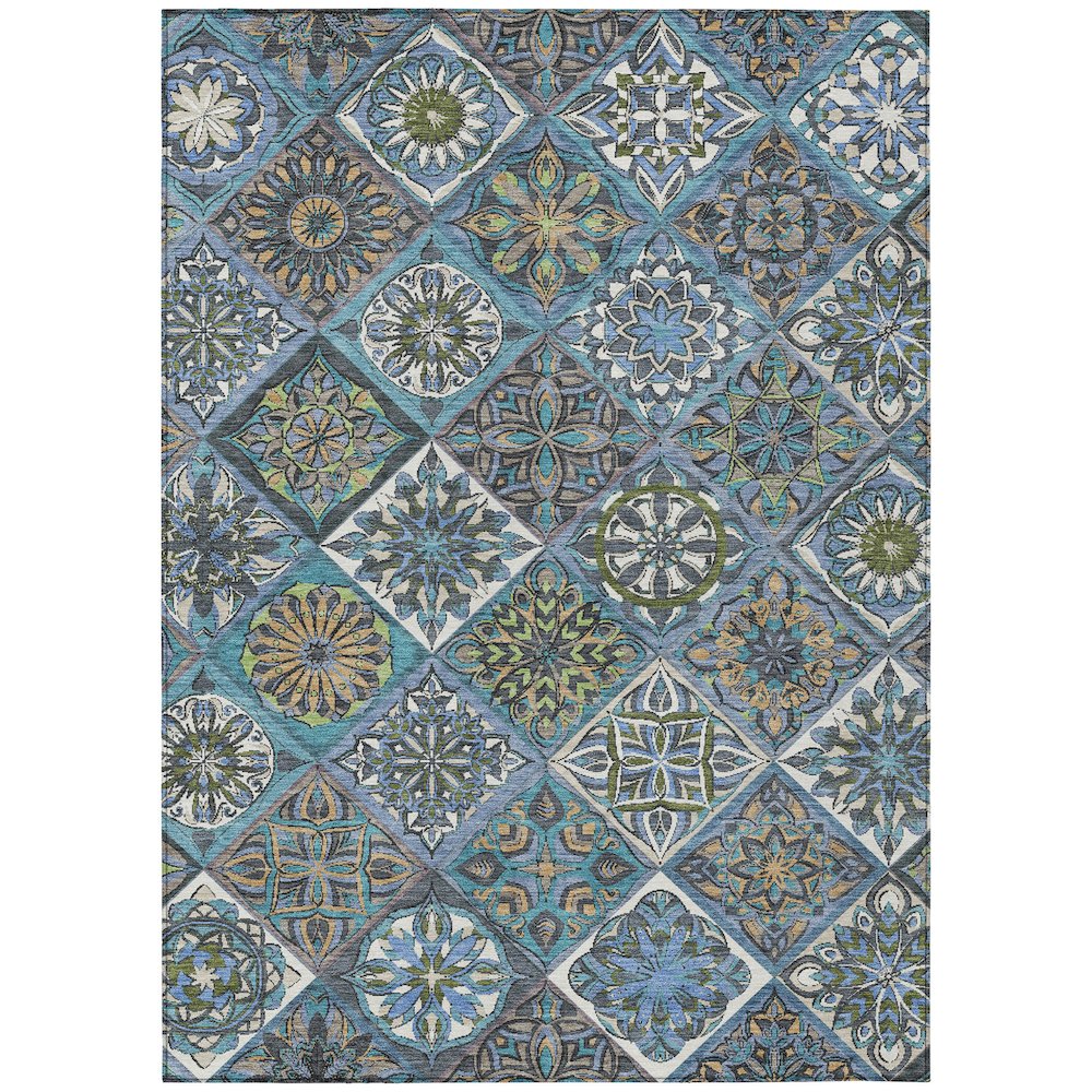 Machine Washable Indoor/Outdoor Chantille ACN2256 Blue 3' x 5' Rug. Picture 1