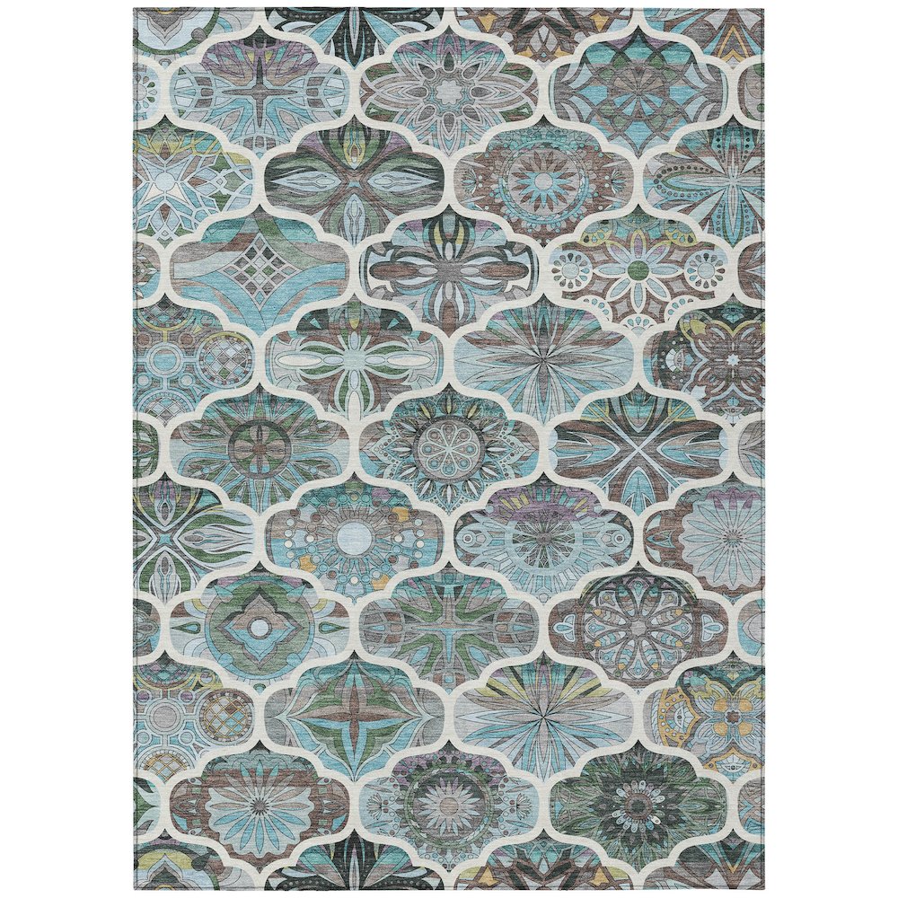 Machine Washable Indoor/Outdoor Chantille ACN2257 Teal 3' x 5' Rug. Picture 1